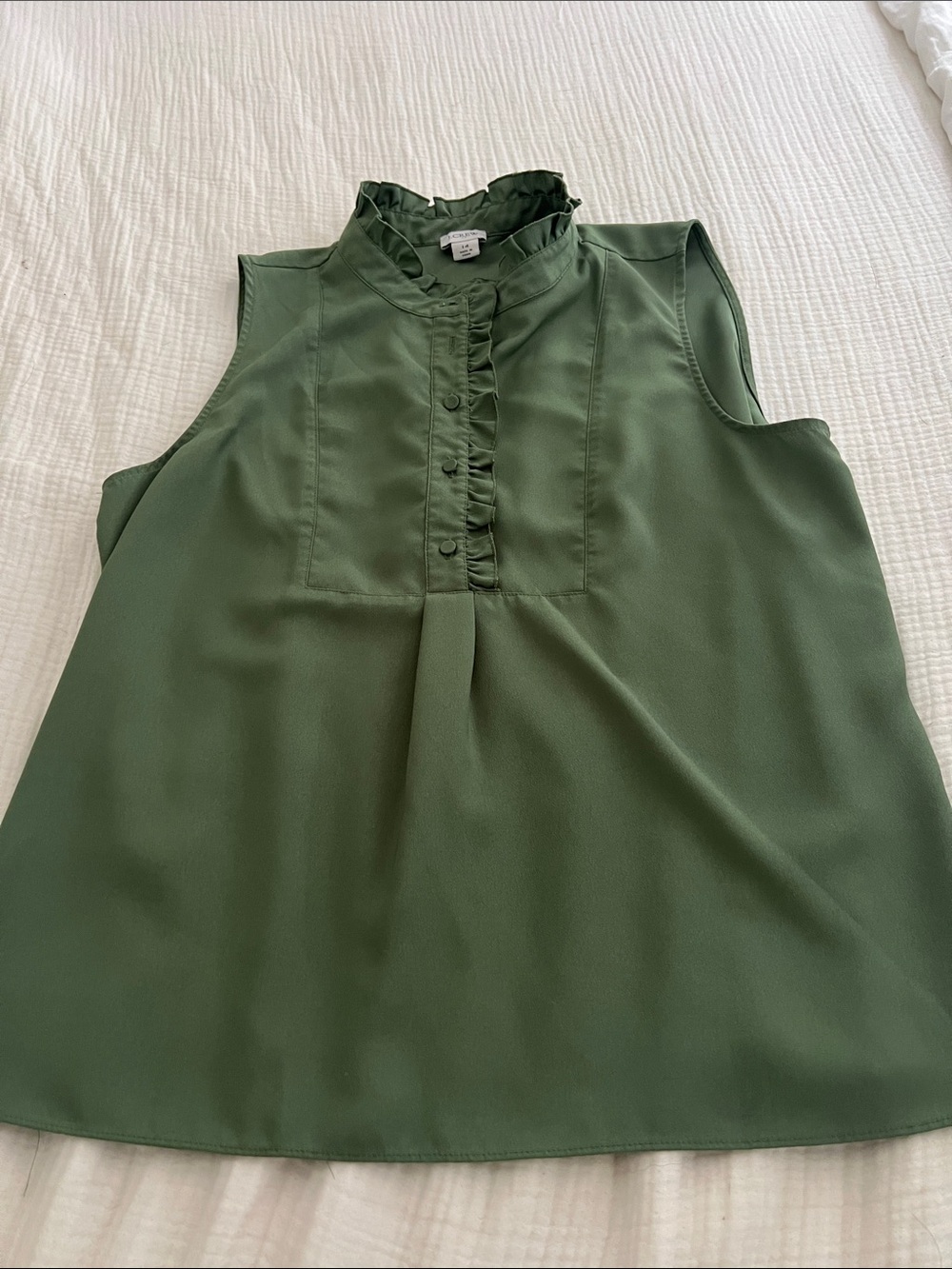 J. Crew Olive Green Ruffle-Trim Sleeveless Camisole